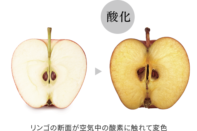 リンゴの断面が空気中の酸素に触れて変色