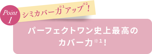 Point1 シミカバー力アップ！ パーフェクトワン史上最高のカバー力※１！