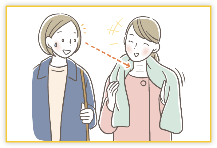 マフラー取った時に見える首のシワのイメージイラスト