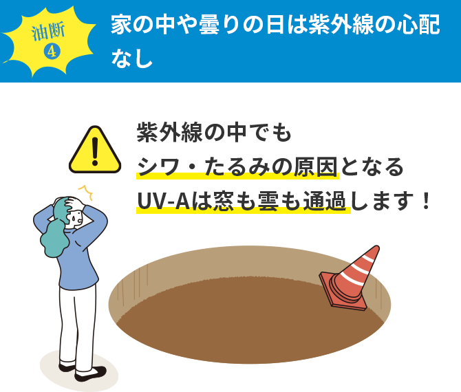 油断4 家の中や曇りの日は紫外線の心配なし
