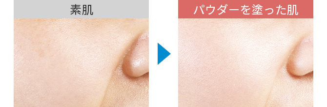 素肌とパウダーを塗った肌のイメージ