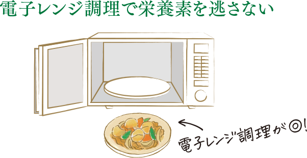 電子レンジ調理で栄養素を逃さない
