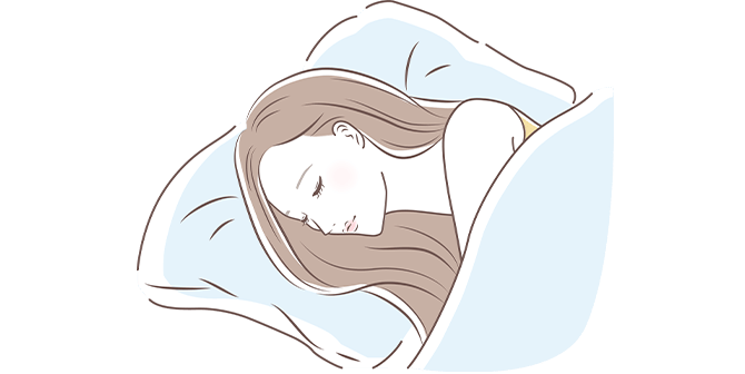 横向きで寝る女性のイメージ図