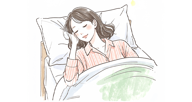 理想的な枕で眠る女性のイメージ図