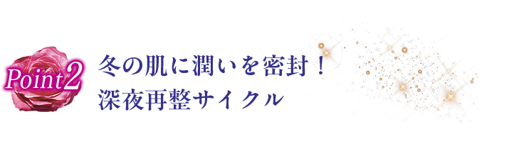 POINT2 冬の肌に潤いを密封！深夜再整サイクル