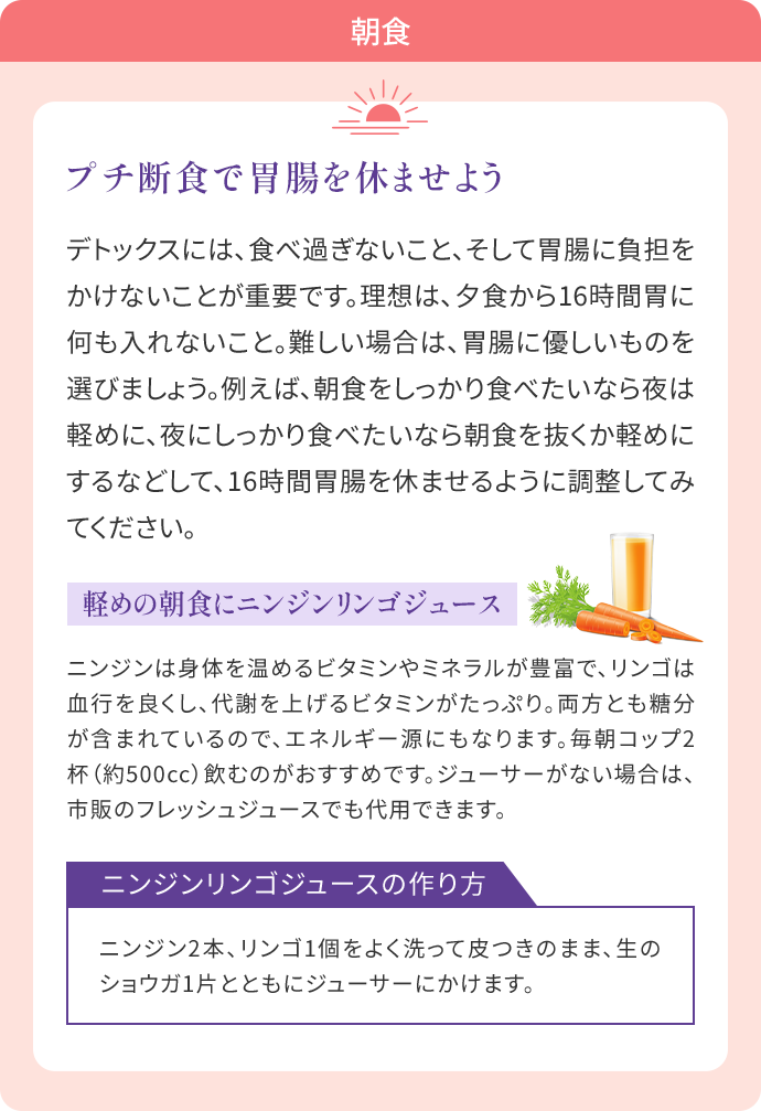 朝食 プチ断食で胃腸を休ませよう の内容