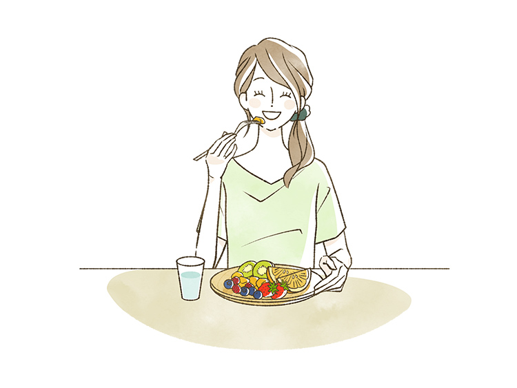 食事する女性のイメージイラスト