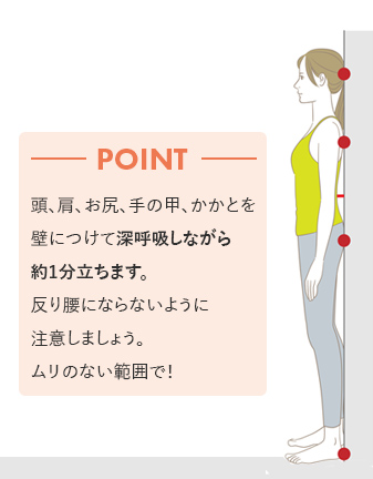壁に立つ女性のイラスト