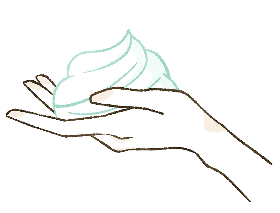 手に泡を持つイラスト