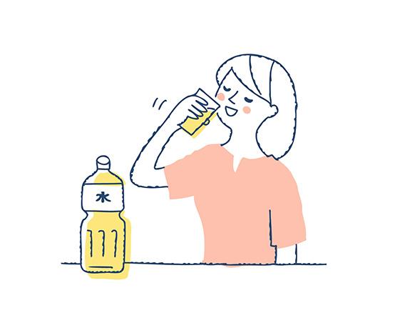 水を飲む女性のイラスト