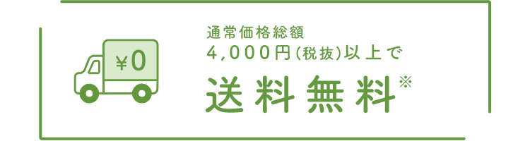 毎回お得な10~20%OFF 通常価格総額4,000円（税抜）以上で送料無料