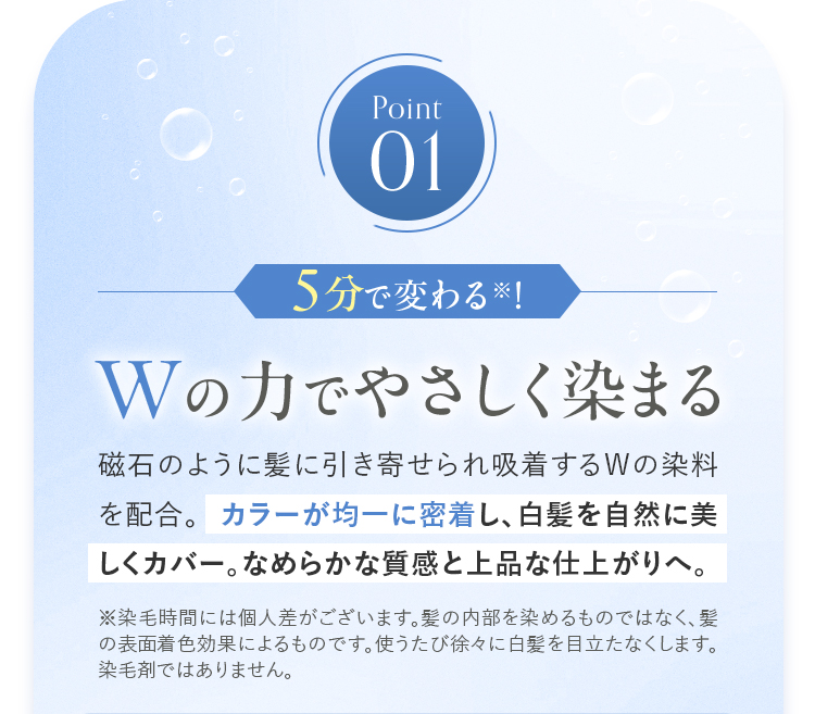 Point01 5分で変わる Wの力でしっかり染まる