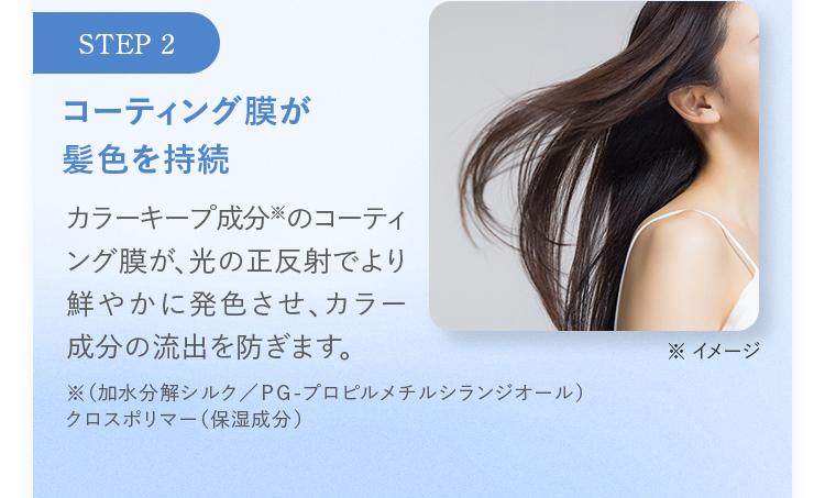 STEP2 コーティング膜が髪色を持続