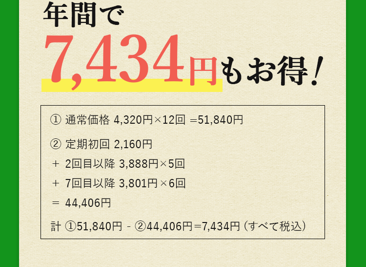 年間で7434円もお得！