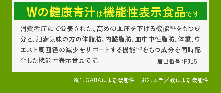 Wの健康青汁は機能性表示食品です。