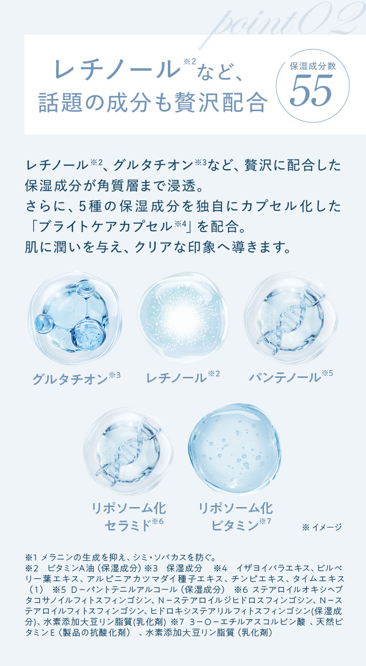 レチノールなど話題の成分も贅沢配合
