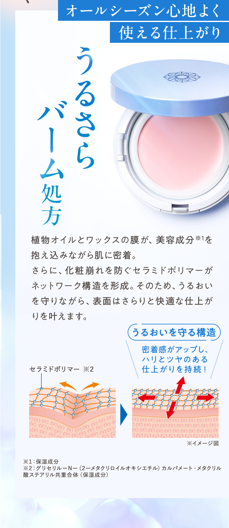 さらに！オールシーズン心地よく使える仕上がり うるさらバーム処方