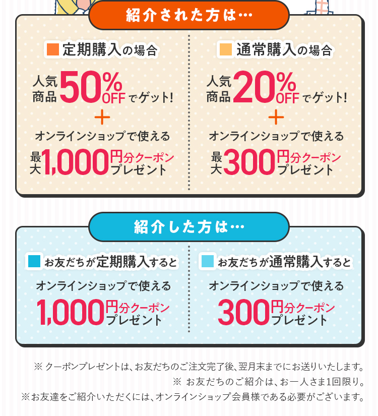 紹介された方・紹介した方どちらにも特典が