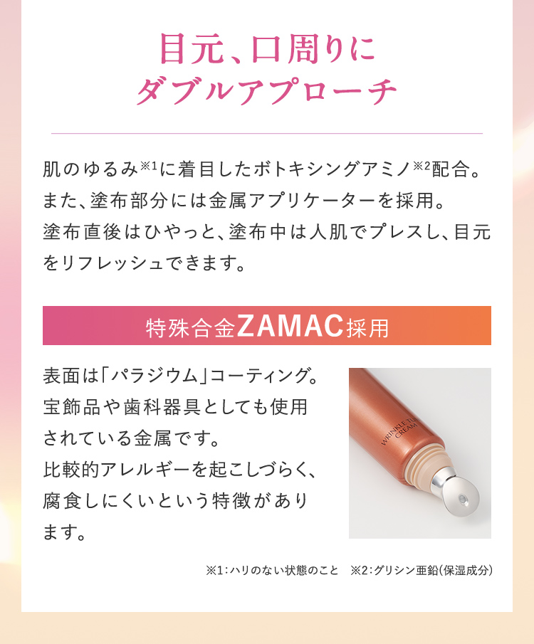 目元・口周りにwアプローチ