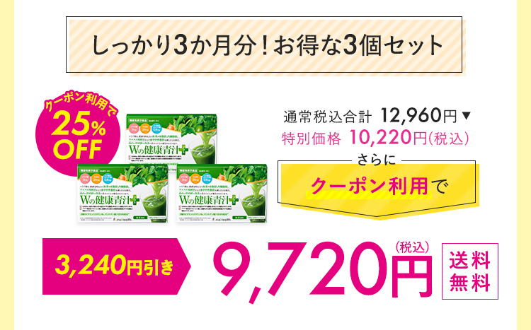 しっかり3カ月分！お得な3個セット 9,720円