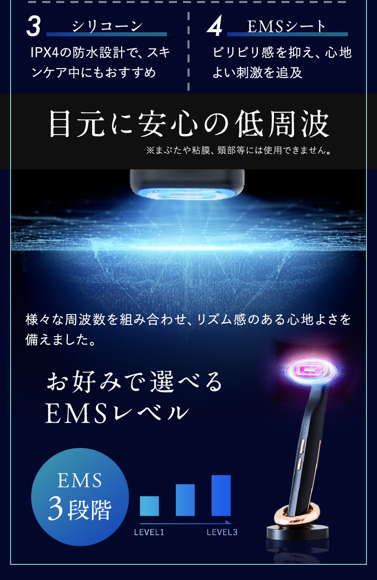 目元に安心の低周波_お好みで選べるEMSレベル