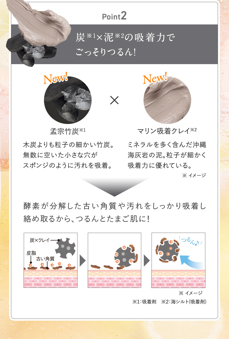 炭×泥の吸着力でごっそりつるん！