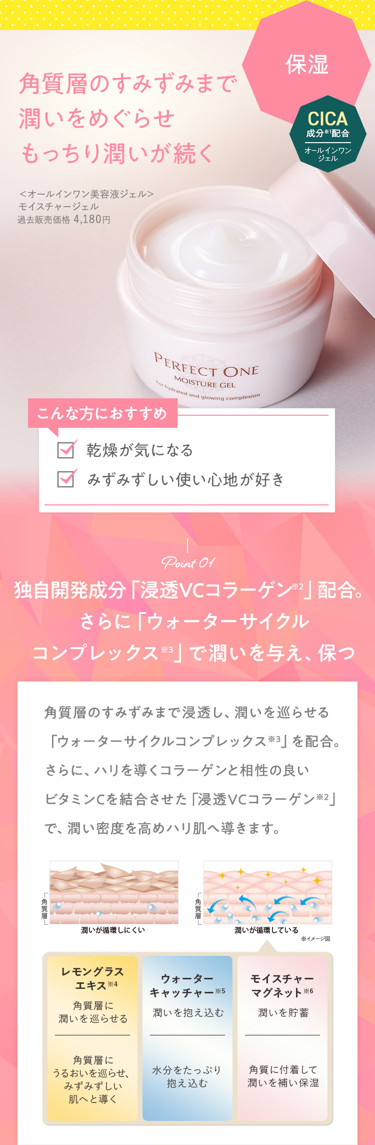 角質層のすみずみまで潤いをめぐらせもっちり潤いが続く