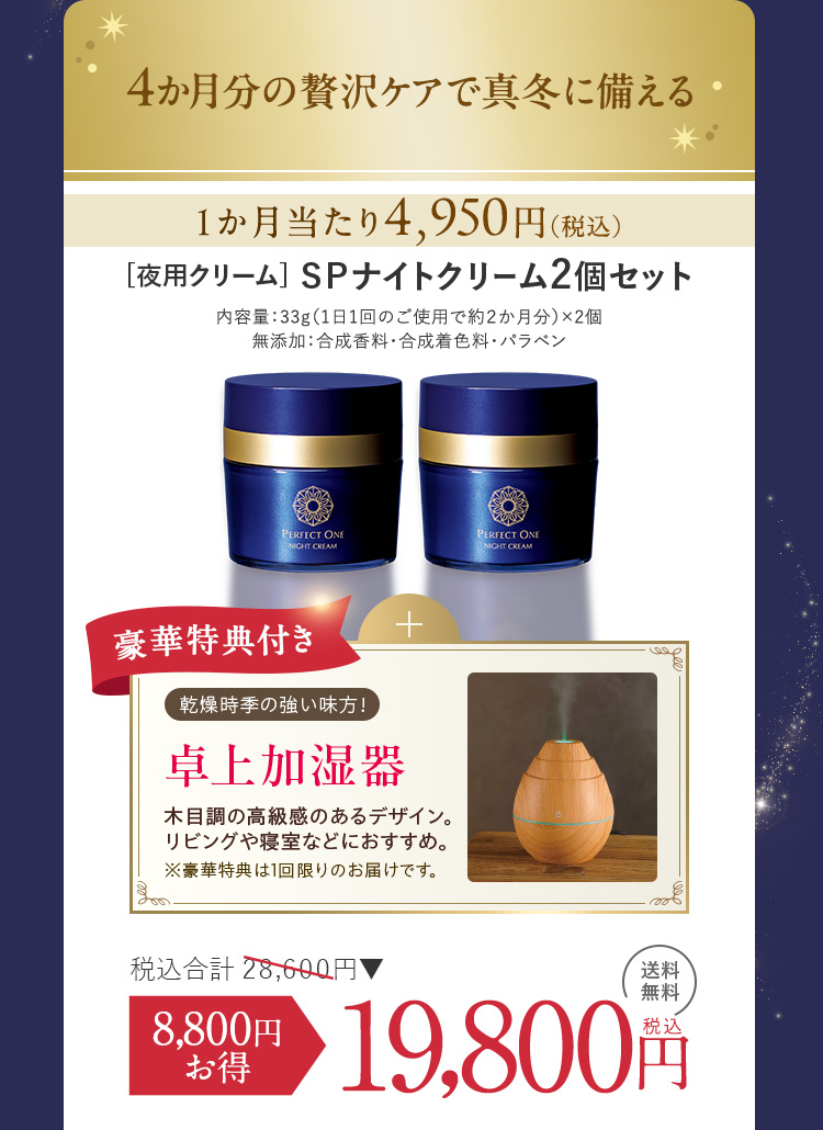 寝ている間に乾燥・ゆるみを倍速リペア！パーフェクトワン最高峰のSP