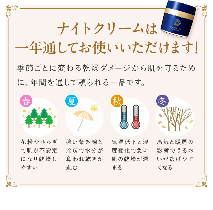 ナイトクリームは1年を通してお使いいただけます