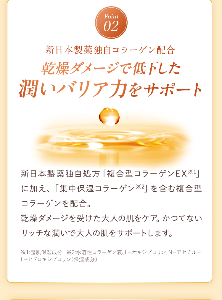 乾燥ダメージで低下した潤いバリア力をサポート