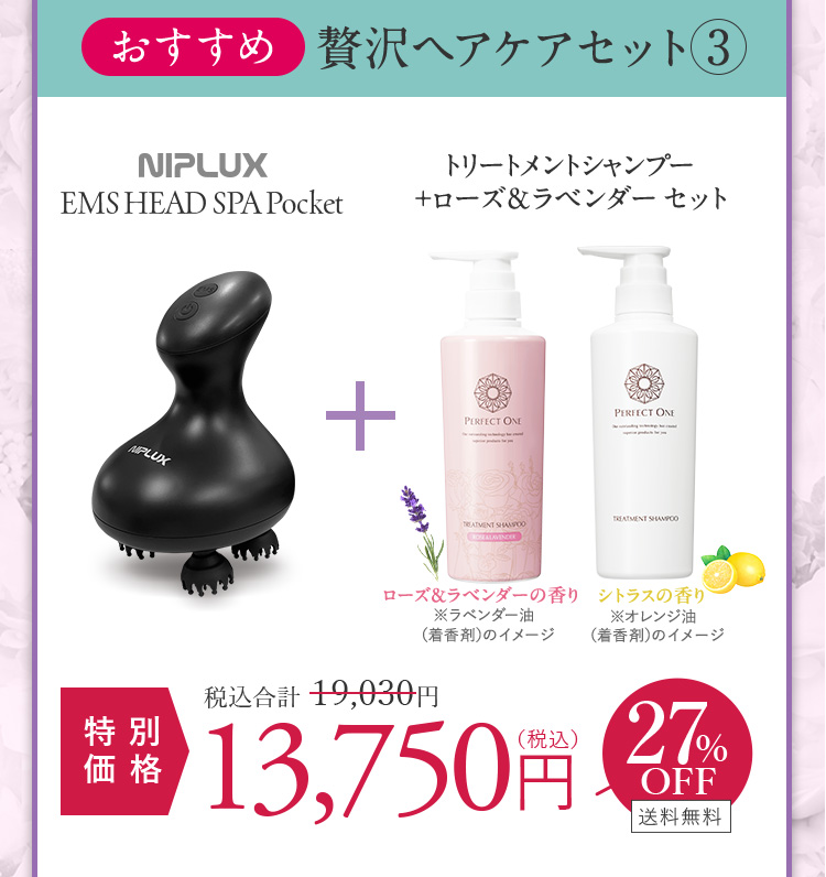 ヘッドスパ+ローズ＆ラベンダー+TSセット 13750円