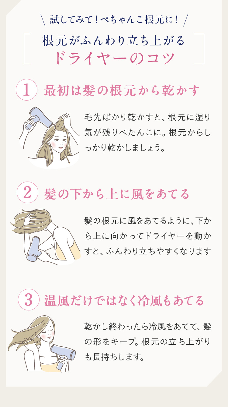 ドライヤーのコツ