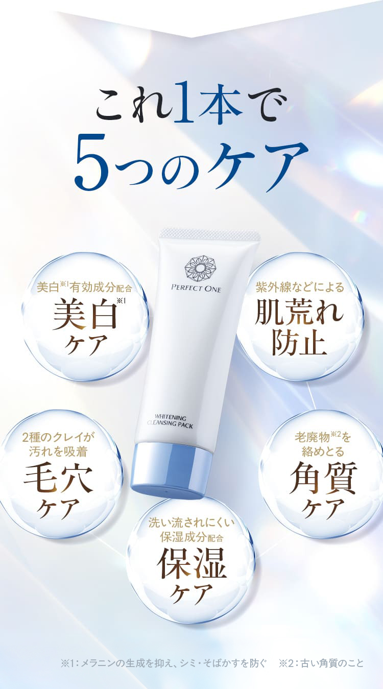 これ1本で5つのケア「美白ケア」「肌荒れ防止」「毛穴ケア」「角質ケア」「保湿ケア」