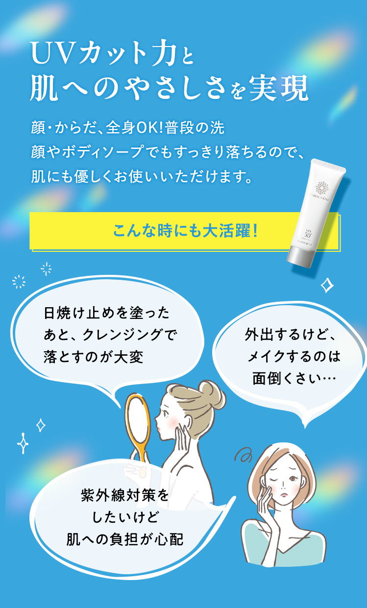 UVカット力と肌へのやさしさを実現