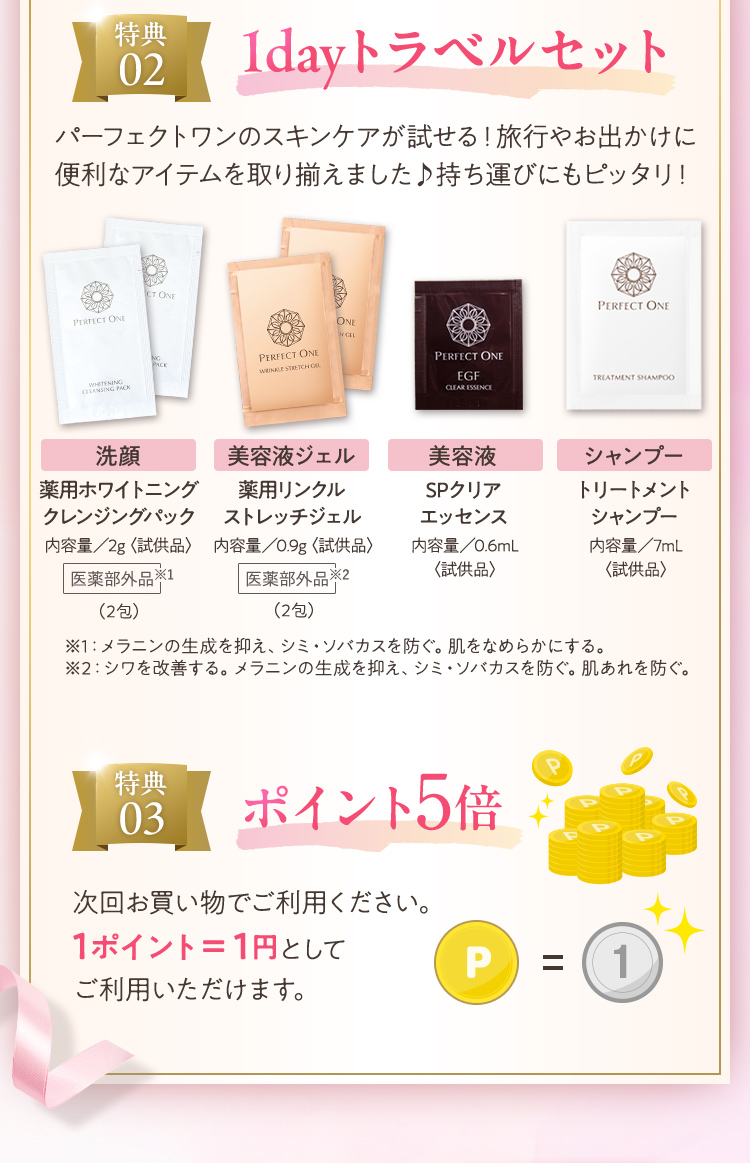 1dayトラベルセット、ポイント5倍