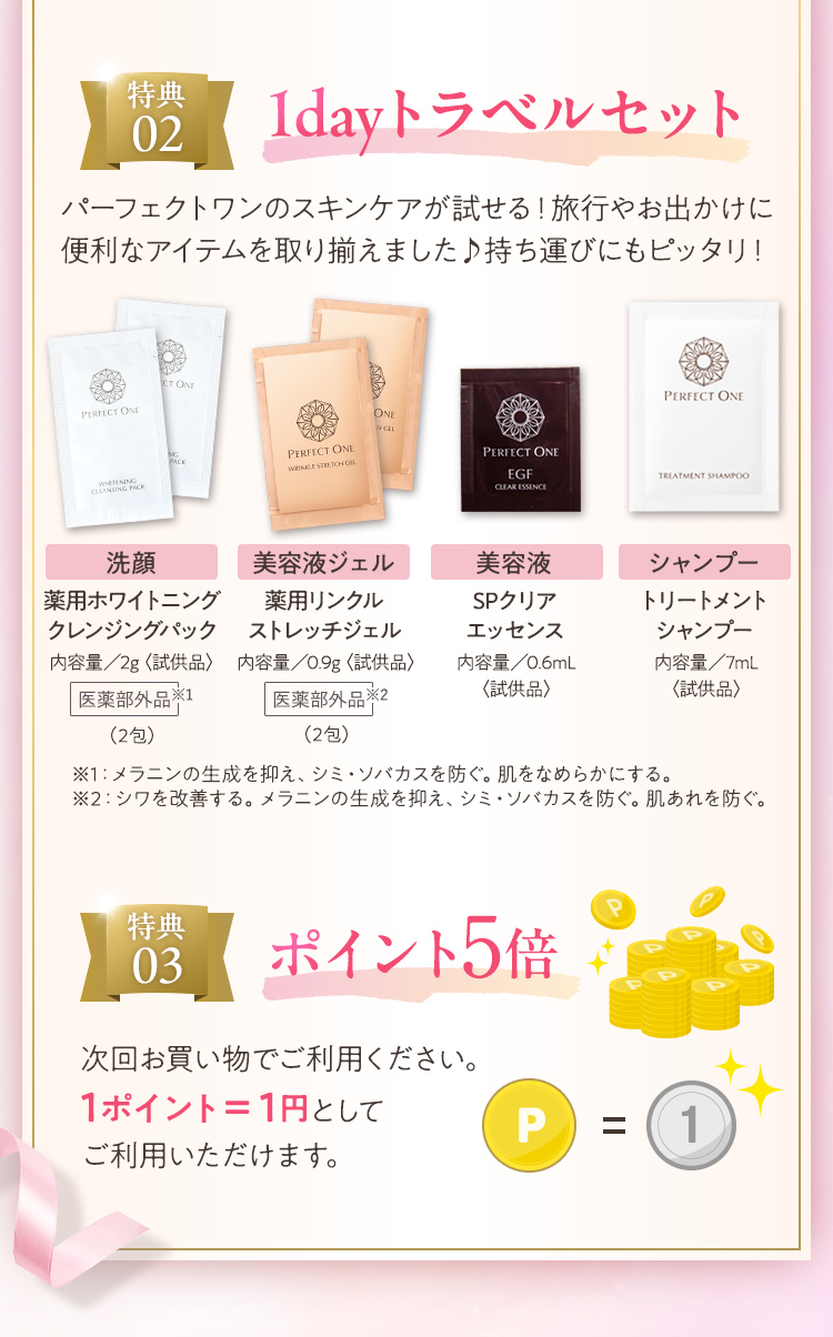 1dayトラベルセット、ポイント5倍