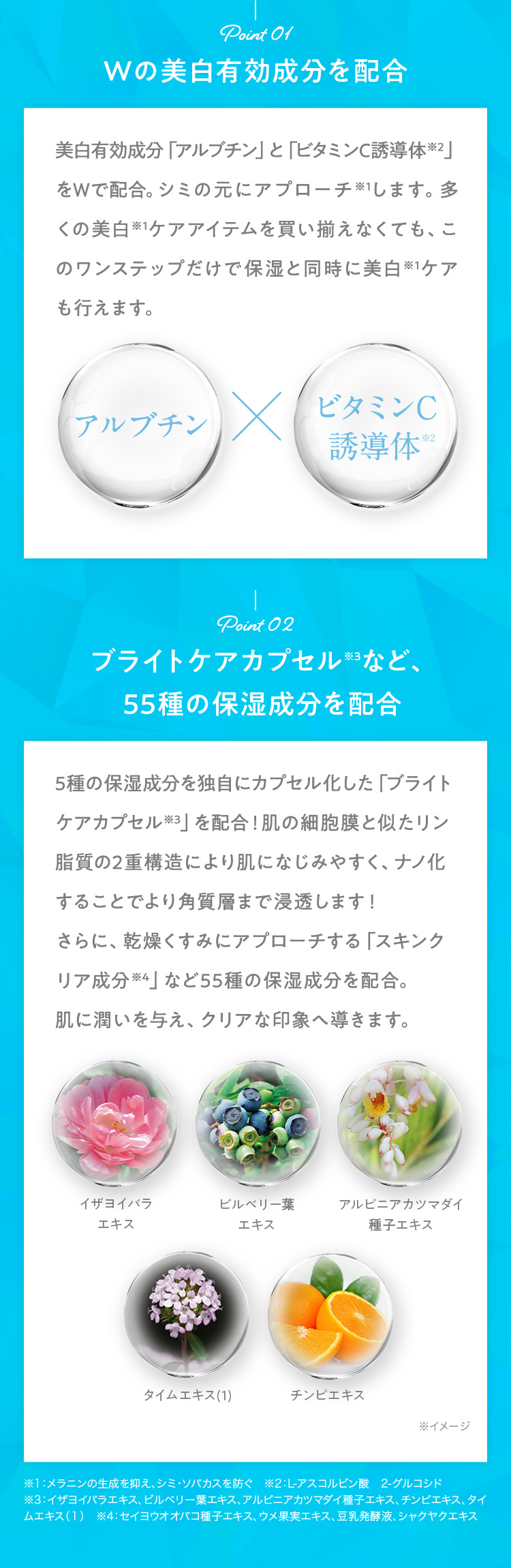 Wの美白有効成分を配合