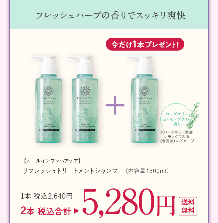 リフレッシュトリートメントシャンプー3本セット 5280円
