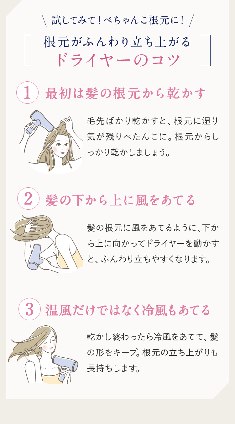 ドライヤーのコツ