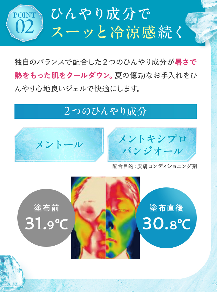 ひんやり成分でスーッと冷涼感続く