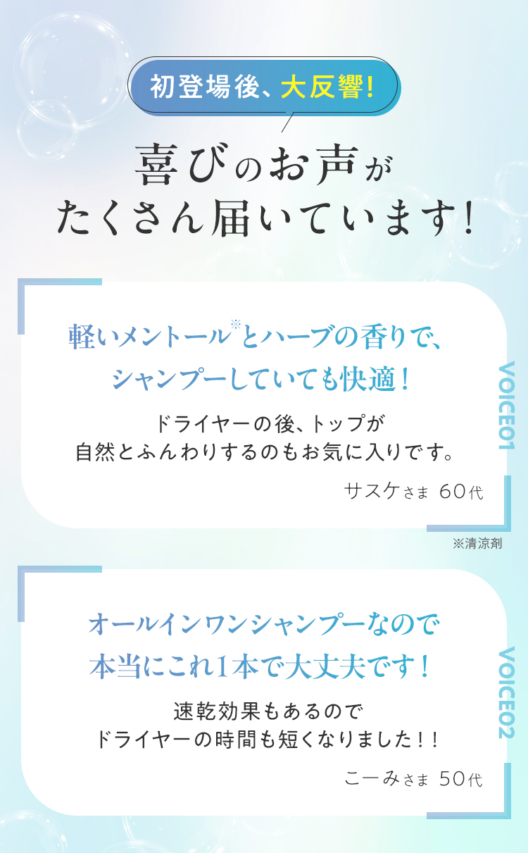 初登場後大反響！喜びのお声がたくさん届いています