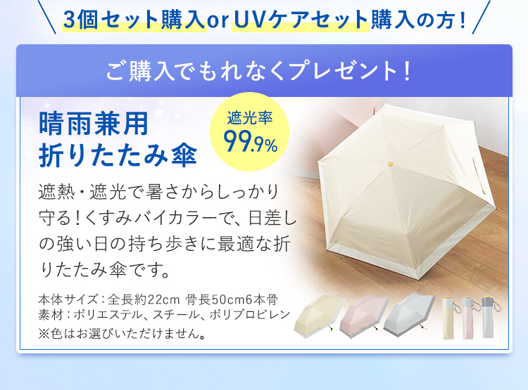 3個セット・UVケアセット購入の方にプレゼント