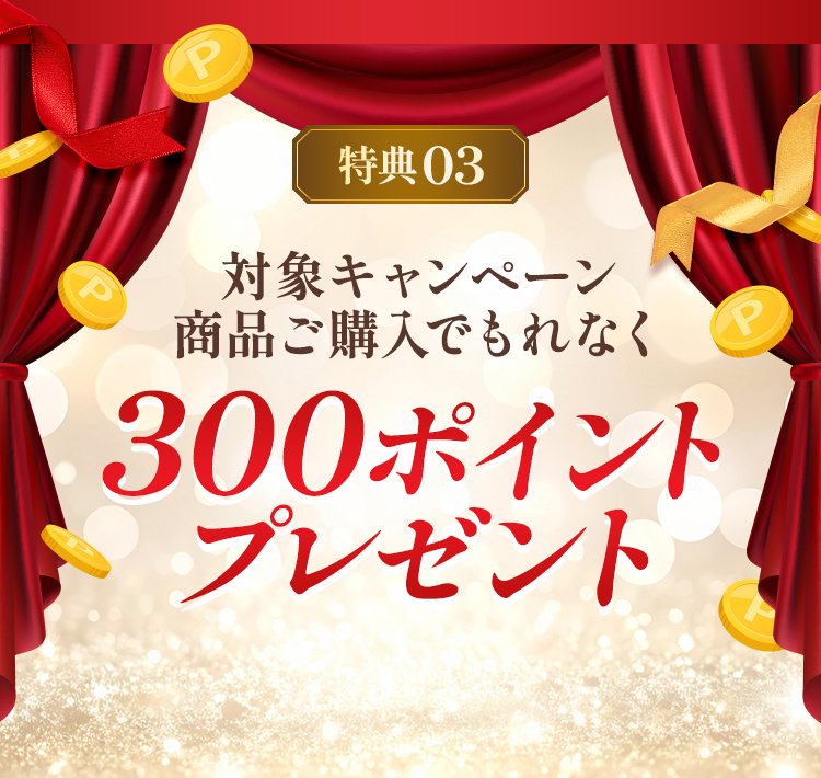 対象キャンペーン商品購入でもれなく300ptプレゼント
