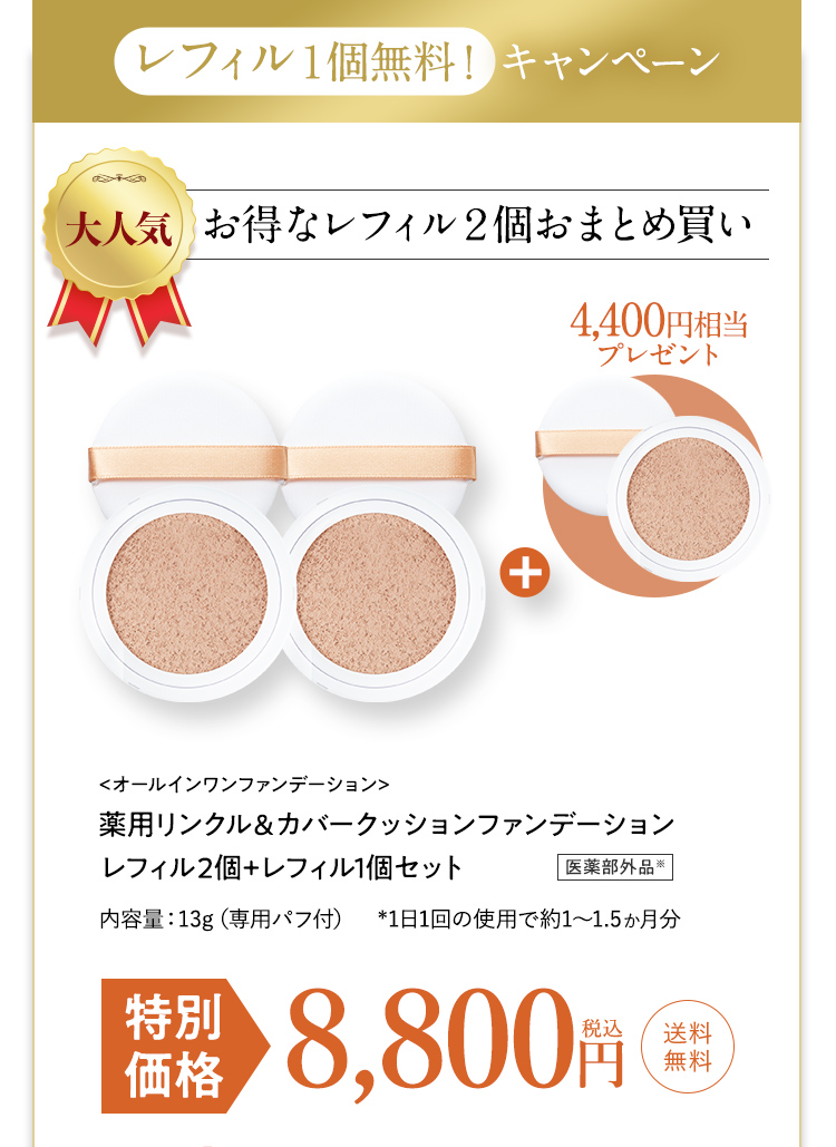 実質レフィル1個無料！レフィル3個セットがお得