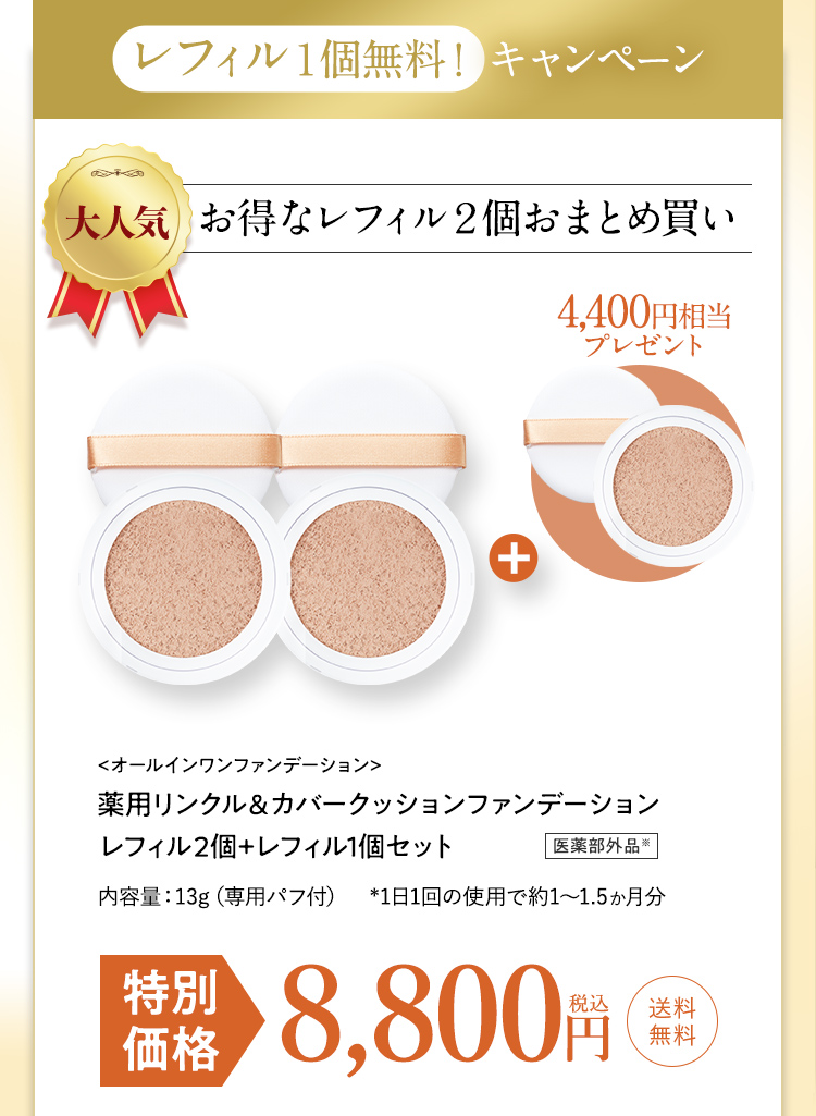 実質レフィル1個無料！レフィル3個セットがお得