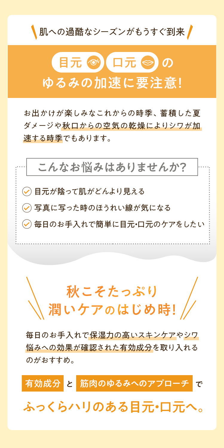 目元・口元のゆるみの加速に要注意