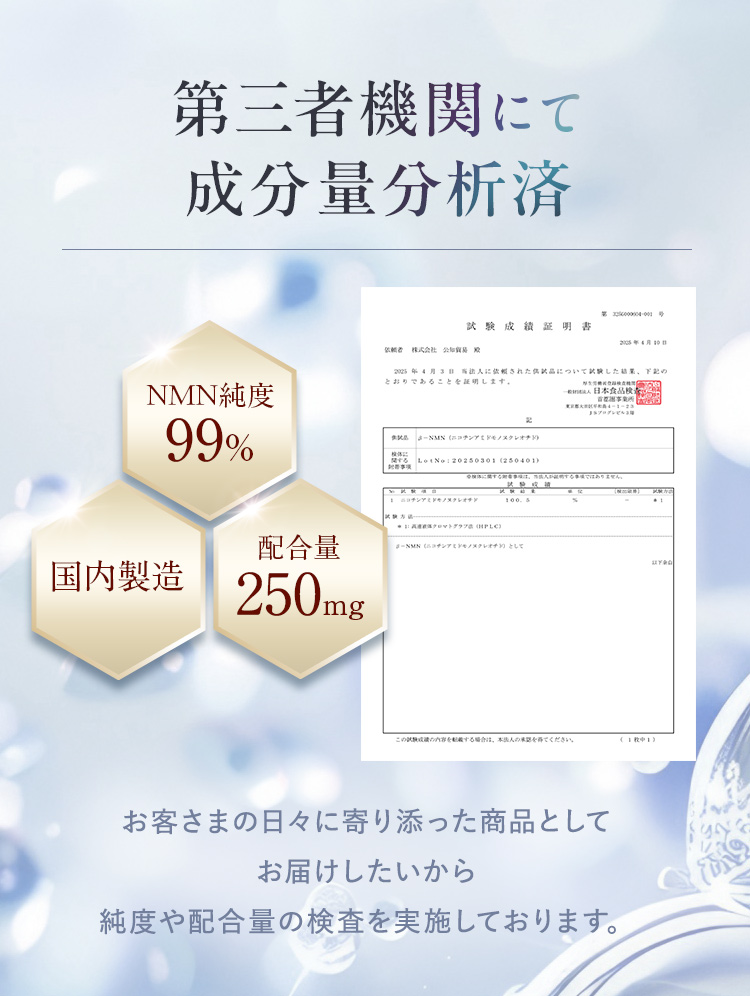 第3者機関にて成分量分析済