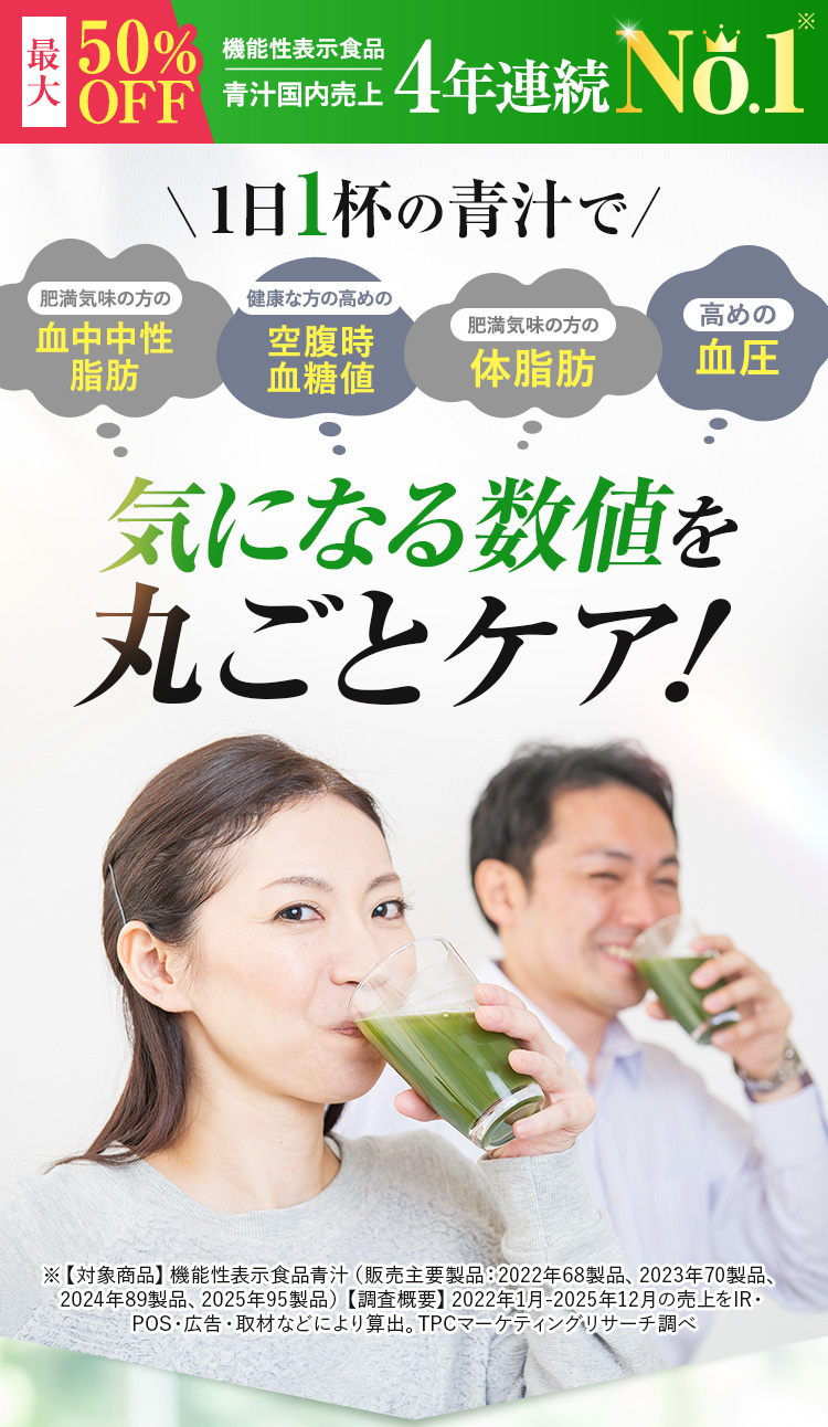 おまとめ25%OFF 1日1杯の青汁で気になる数値を丸ごとケア