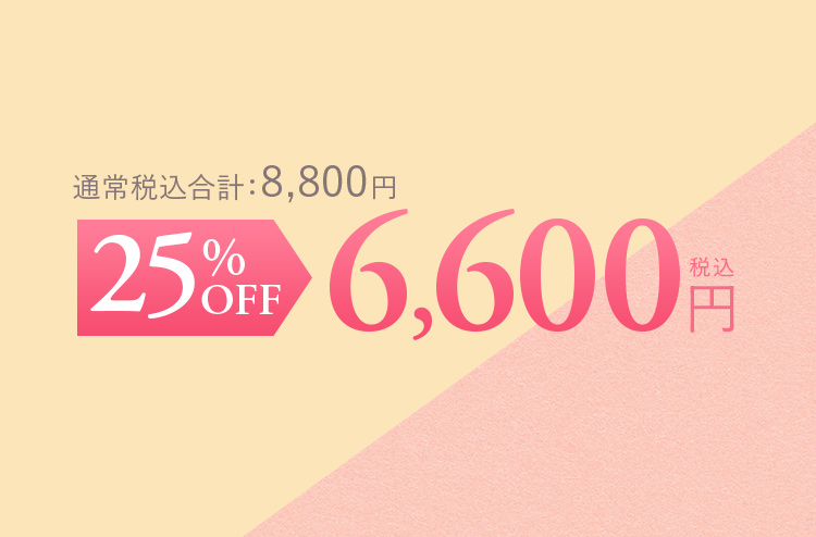 通常税込合計：8,800円 25%OFF 6,600円（税込）