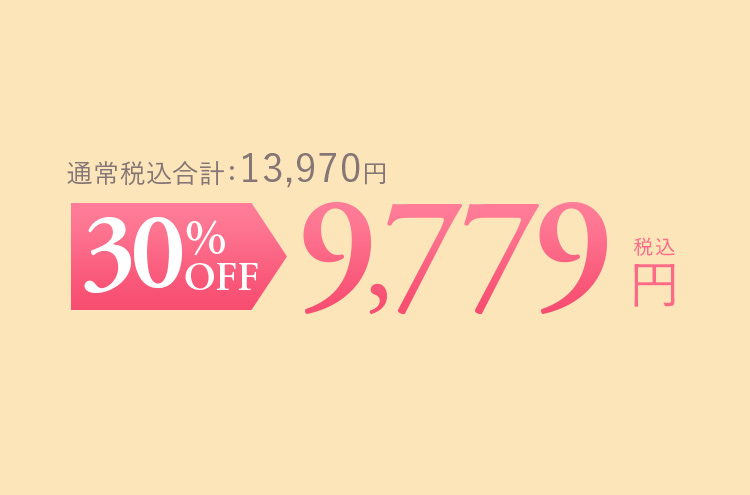 通常税込合計：13,970円 30%OFF 9,779円（税込）